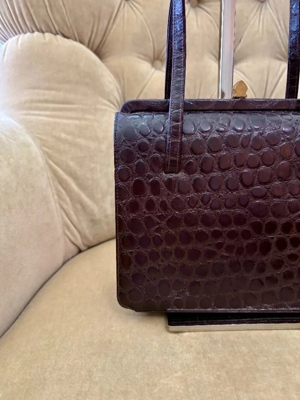 VTG Auth MAM'SELLE ORIGINAL Genuine Alligator Embossed Circa 1960's Box Bag